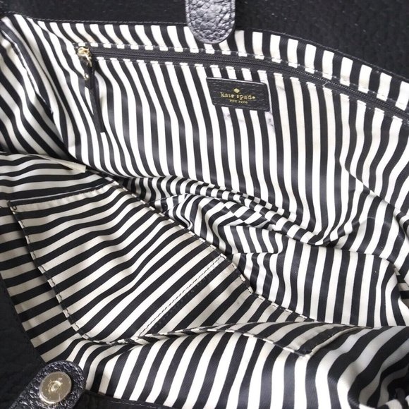 Kate Spade Southport Avenue Lydia Black Leather Satchel Shoulder Bag Purse Large - Picture 7 of 10